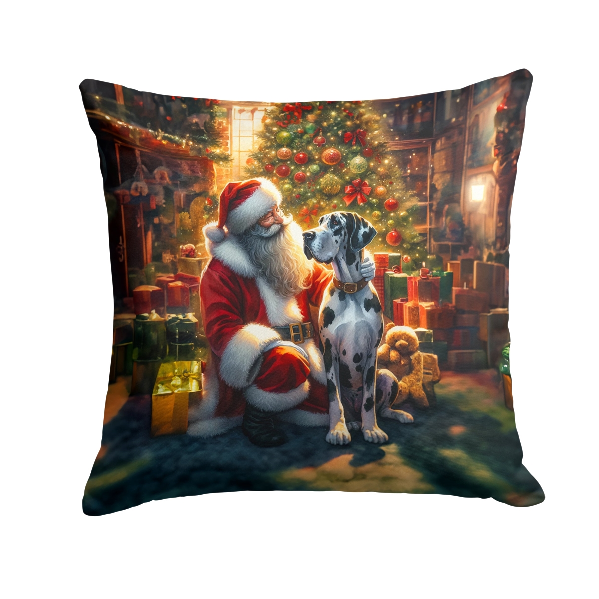 DAC4119PW1818 18 x 18 in. Great Dane & Santa Claus Throw Pillow