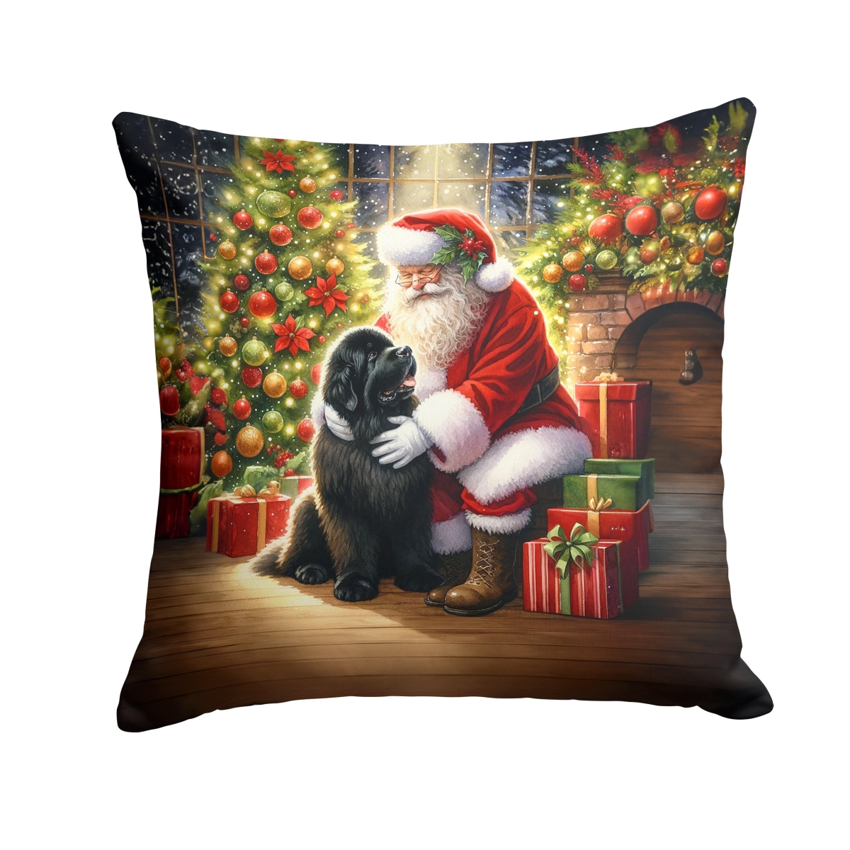 DAC4143PW1818 18 x 18 in. foundland & Santa Claus Throw Pillow