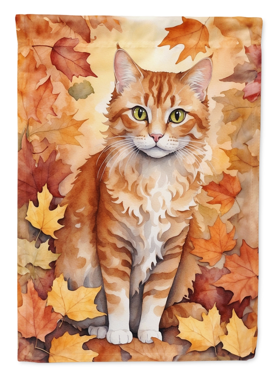 DAC7146CHF 40 x 28 in. La Perm Cat in Fall Leaves House Flag