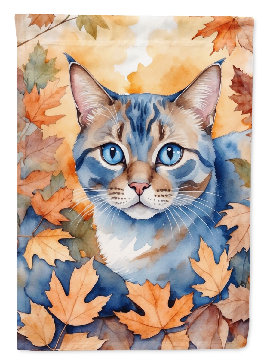 DAC7155CHF 40 x 28 in. Ojos Azules Cat in Fall Leaves House Flag