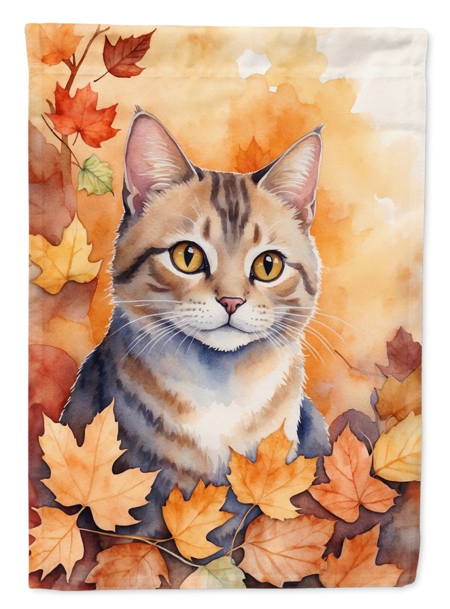 DAC7162CHF 40 x 28 in. Raas Cat in Fall Leaves House Flag