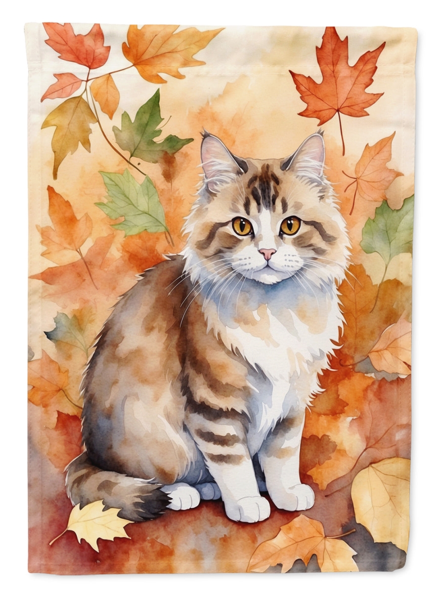 DAC7163CHF 40 x 28 in. Ragamuffin Cat in Fall Leaves House Flag