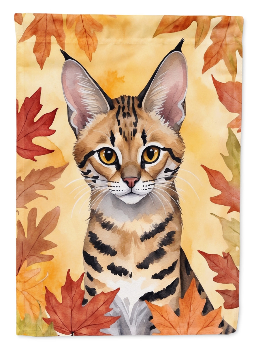 DAC7167CHF 40 x 28 in. Savannah Cat in Fall Leaves House Flag