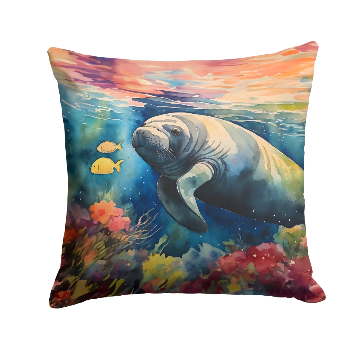 DAC2813PW1818 18 x 18 in. Manatee Throw Pillow