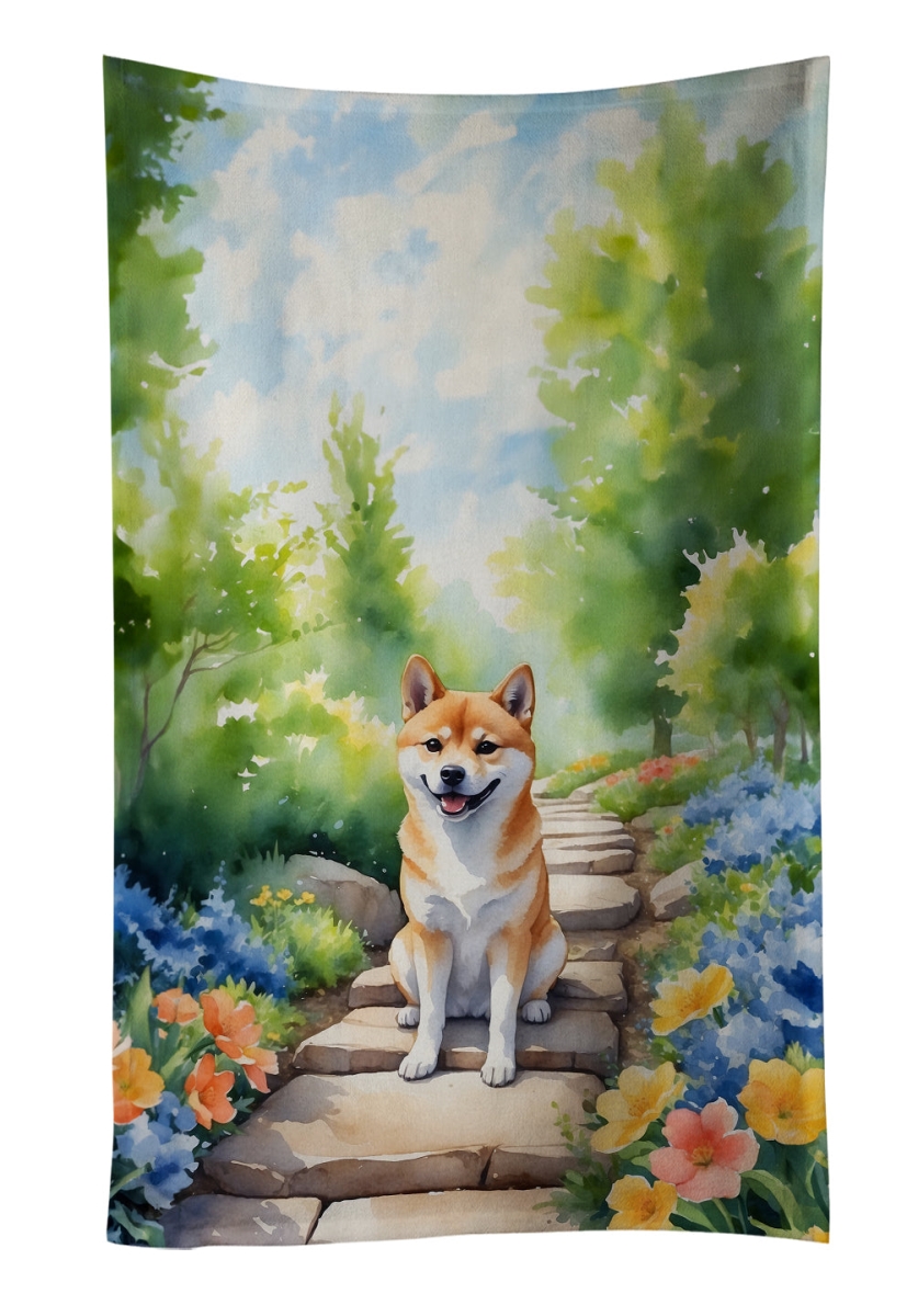 DAC6715KTWL 25 x 15 in. Shiba Inu Spring Path Kitchen Towel