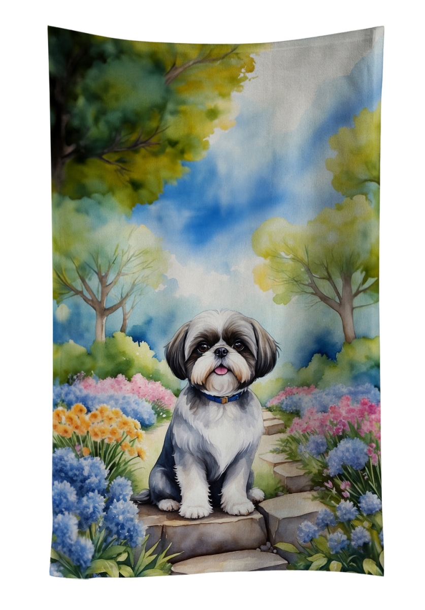 DAC6716KTWL 25 x 15 in. Shih Tzu Spring Path Kitchen Towel