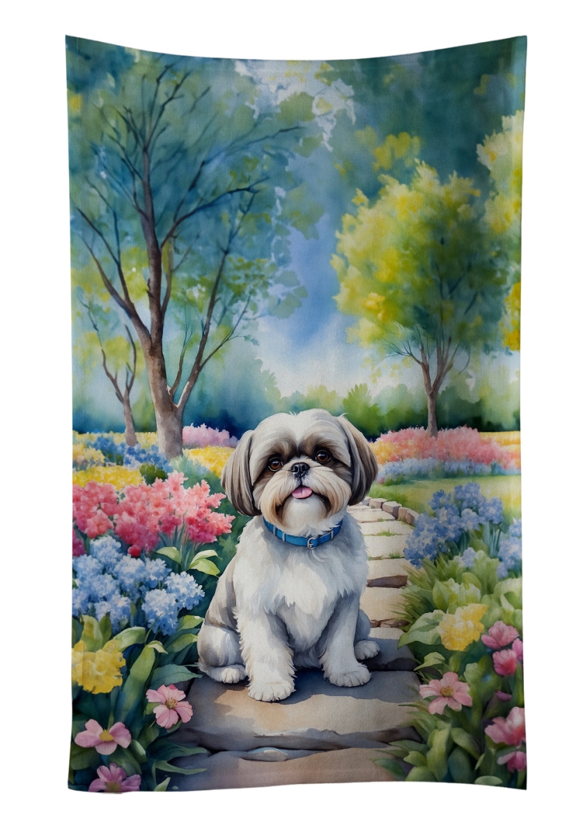 DAC6717KTWL 25 x 15 in. Shih Tzu Spring Path Kitchen Towel