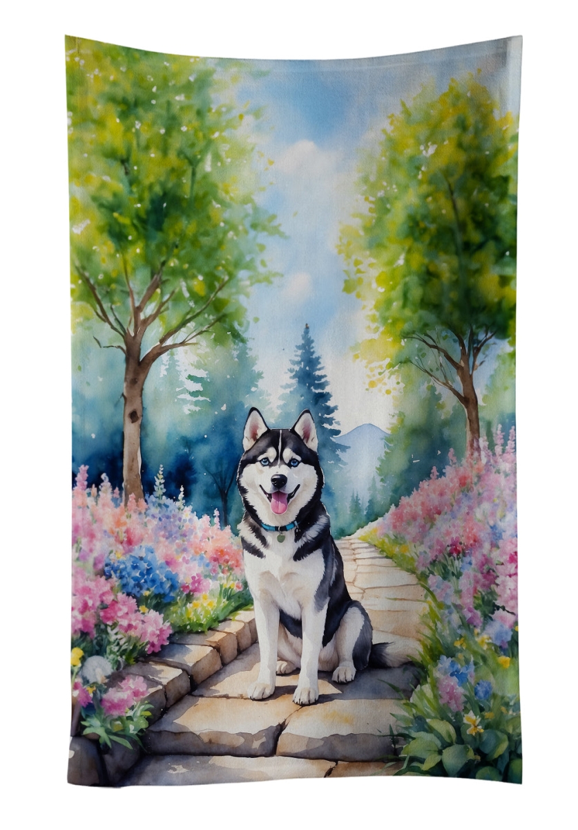 DAC6719KTWL 25 x 15 in. Siberian Husky Spring Path Kitchen Towel