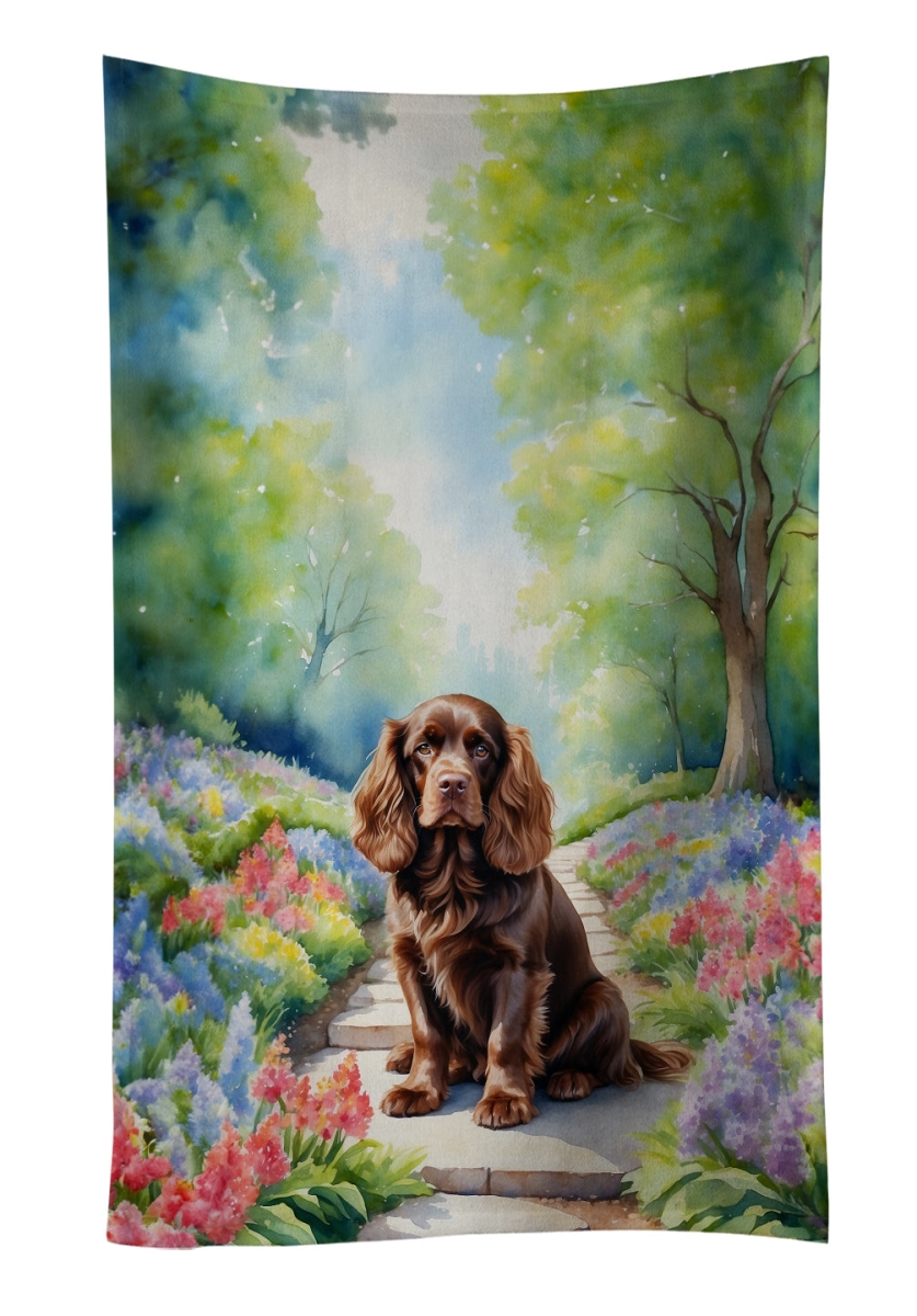 DAC6723KTWL 25 x 15 in. Sussex Spaniel Spring Path Kitchen Towel