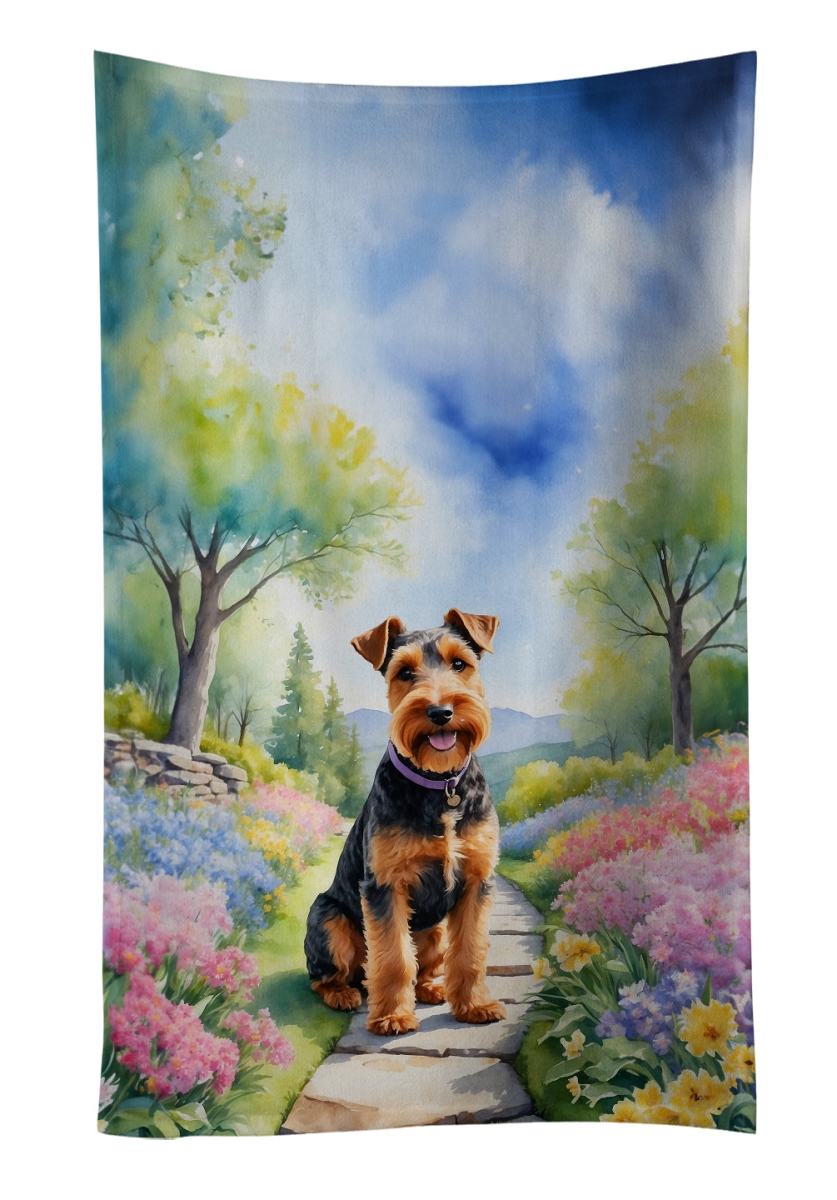 DAC6730KTWL 25 x 15 in. Welsh Terrier Spring Path Kitchen Towel