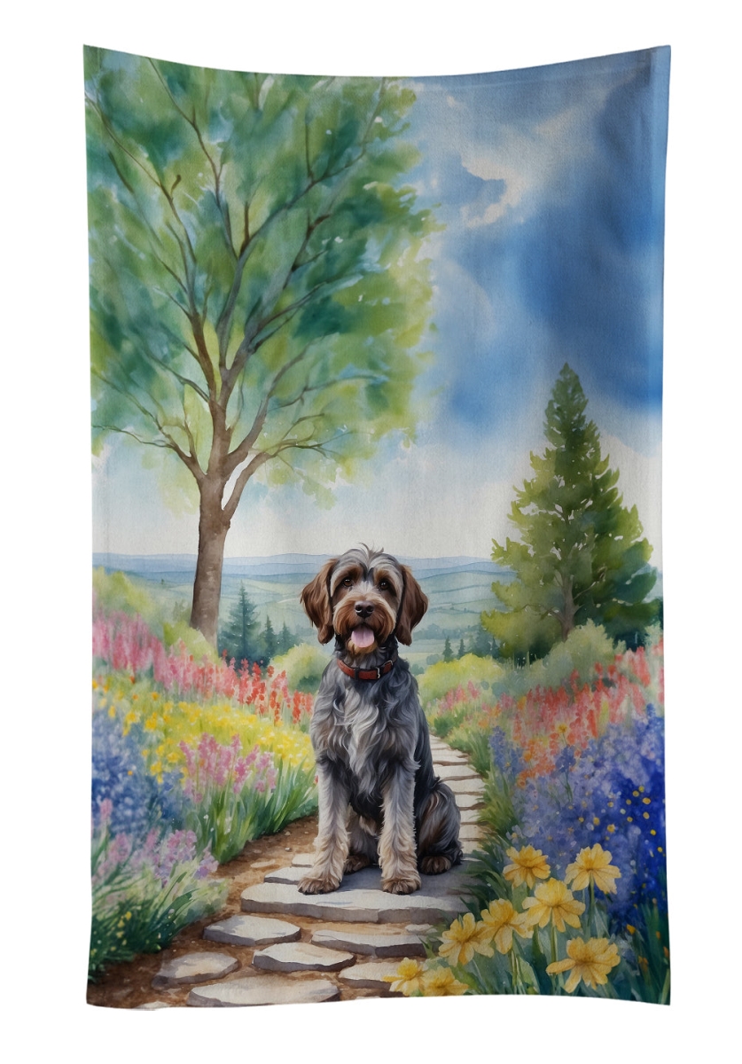 DAC6734KTWL 25 x 15 in. Wirehaired Pointing Griffon Spring Path Kitchen Towel