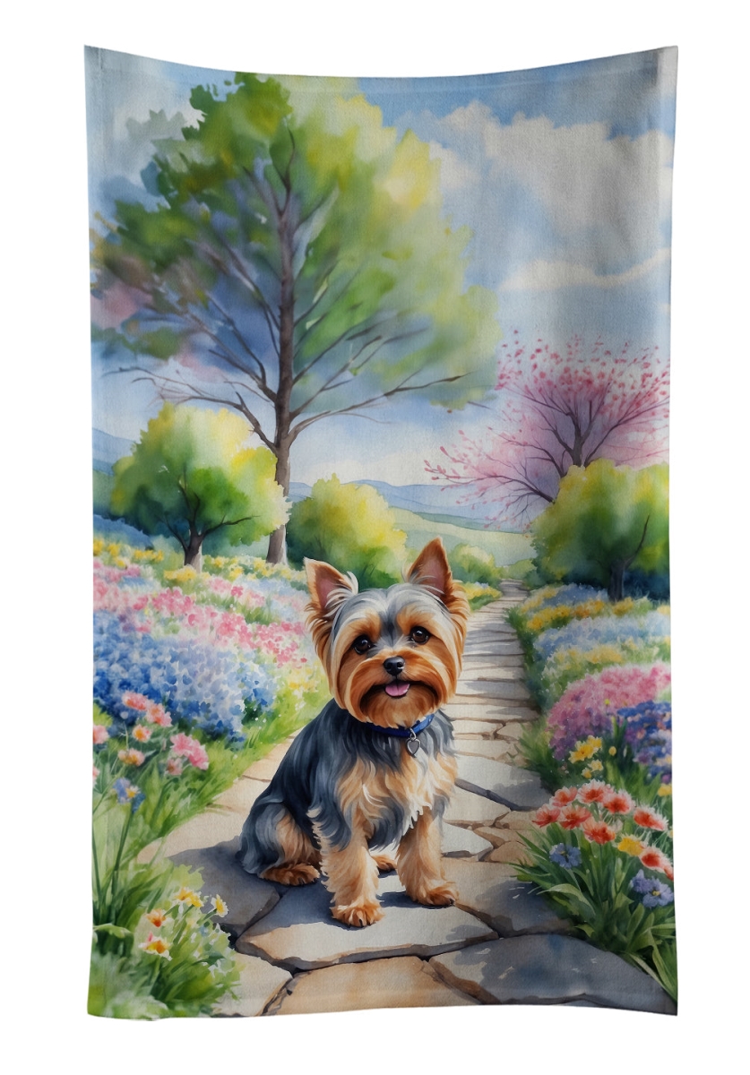 DAC6735KTWL 25 x 15 in. Yorkshire Terrier Spring Path Kitchen Towel