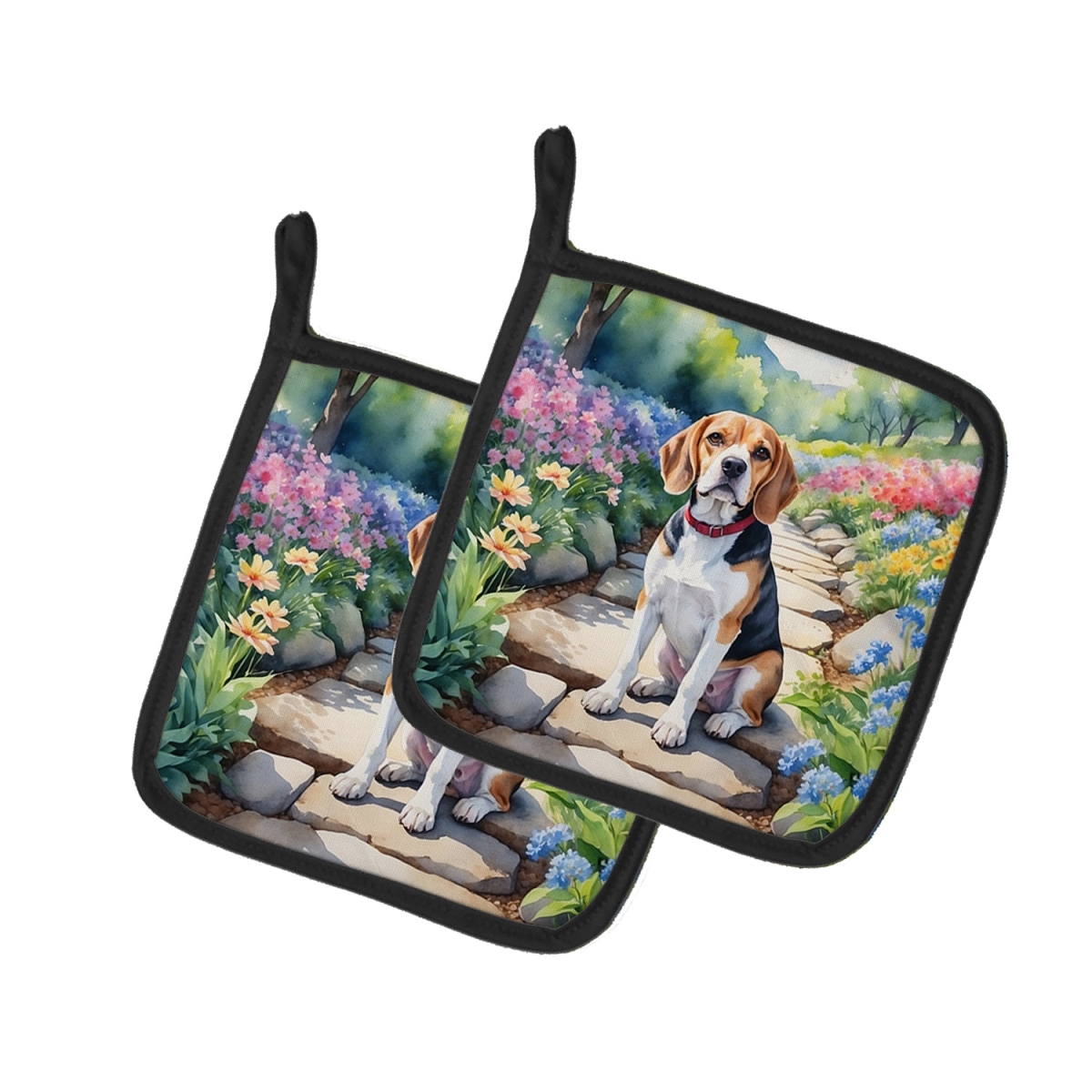 DAC6560PTHD 7.5 x 7.5 in. Beagle Spring Garden Pot Holders - Set of 2