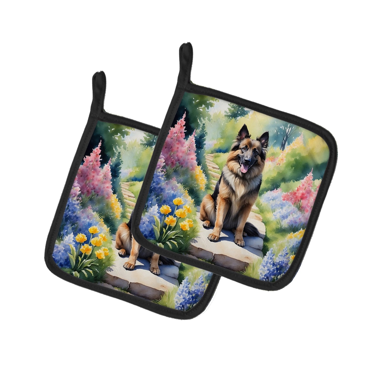 DAC6565PTHD 7.5 x 7.5 in. Belgian Tervuren Spring Path Pot Holders - Set of 2
