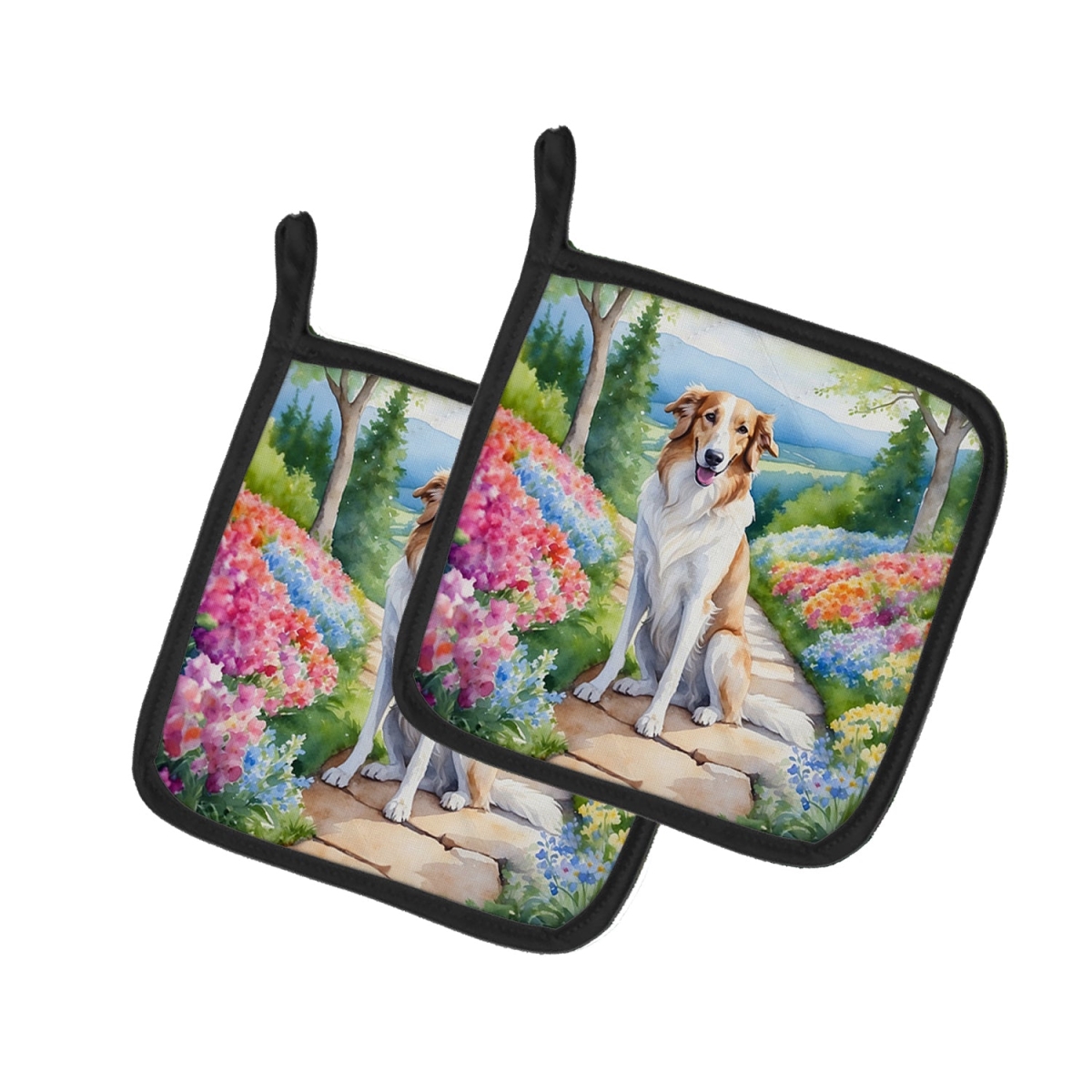 DAC6575PTHD 7.5 x 7.5 in. Borzoi Spring Path Pot Holders - Set of 2