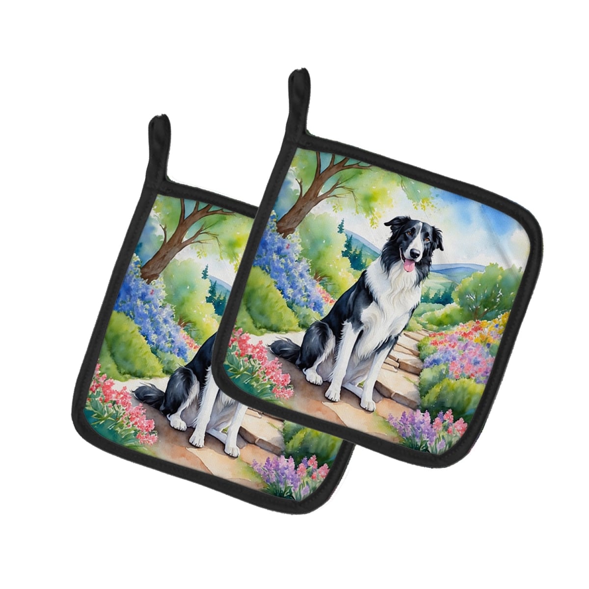 DAC6576PTHD 7.5 x 7.5 in. Borzoi Spring Path Pot Holders - Set of 2