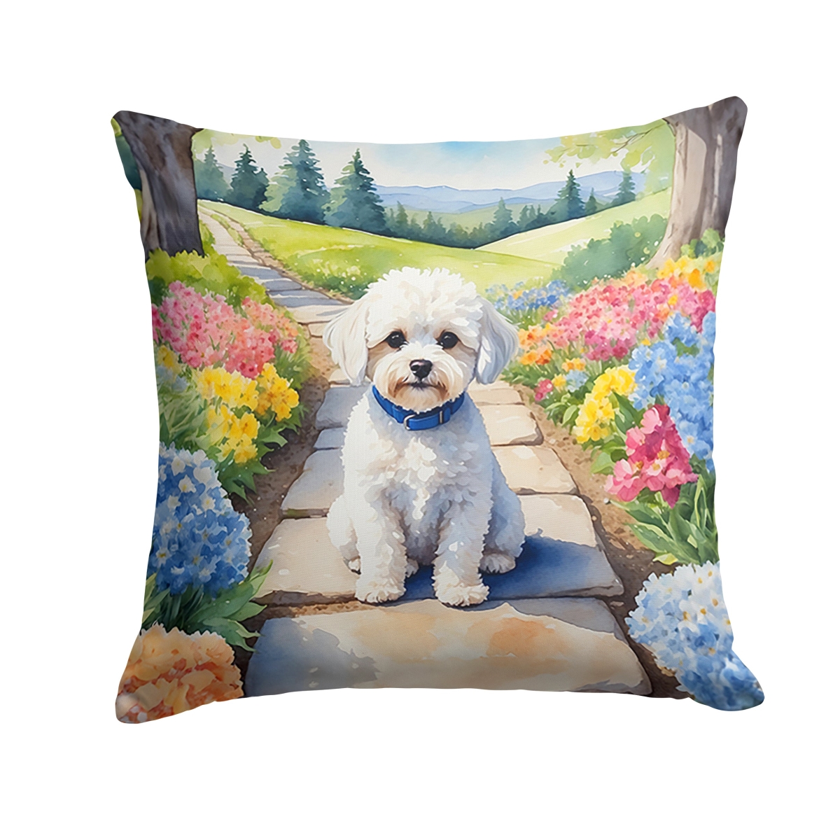 DAC6670PW1414 14 x 14 in. Maltipoo Spring Path Throw Pillow