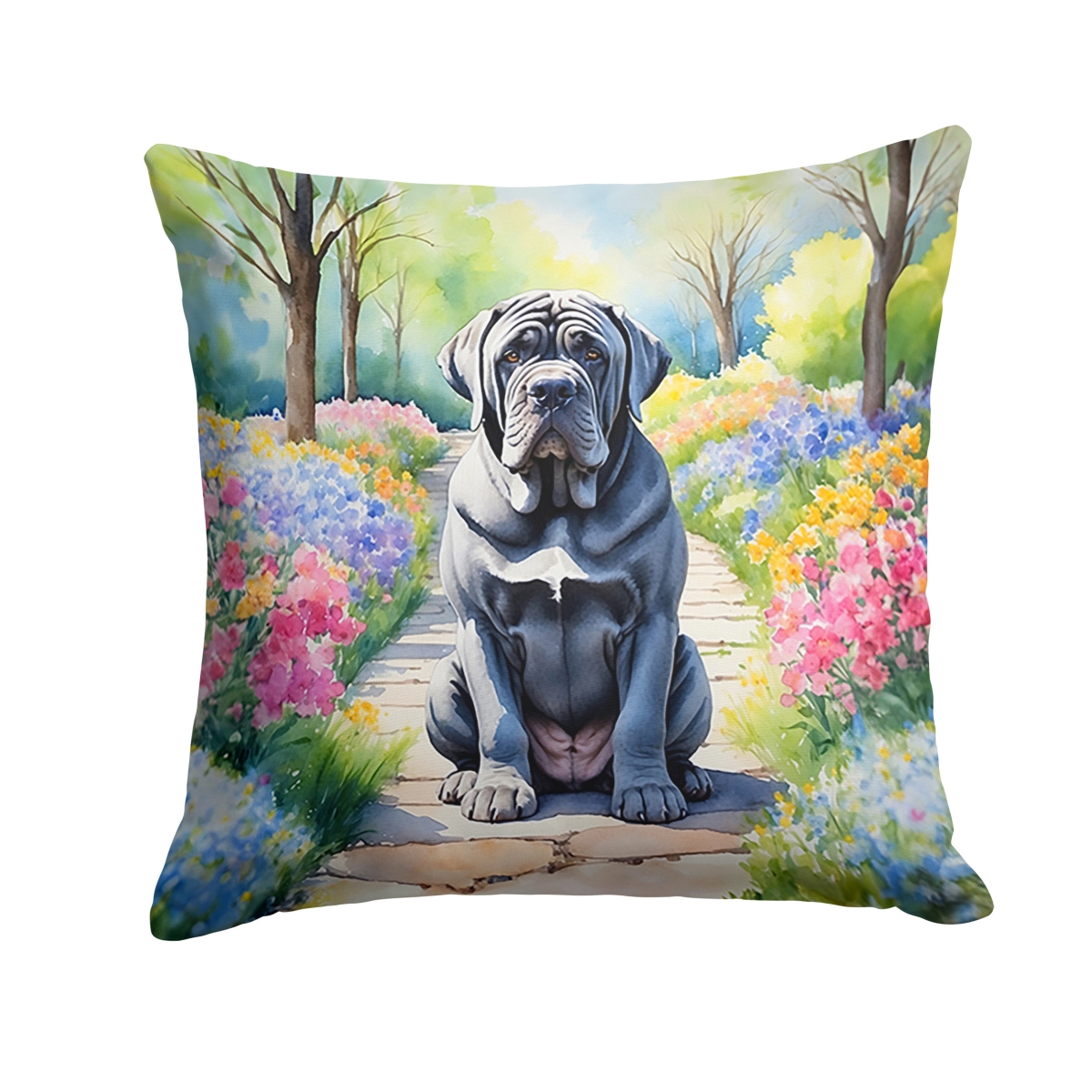 DAC6674PW1414 14 x 14 in. Neapolitan Mastiff Spring Path Throw Pillow