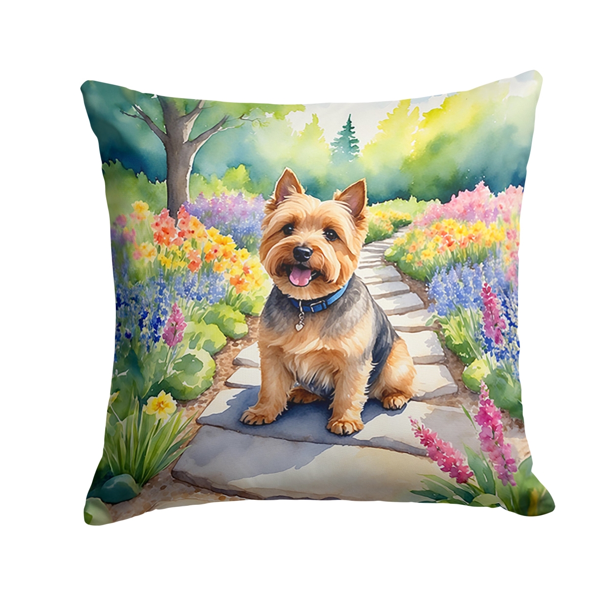DAC6680PW1414 14 x 14 in. Norwich Terrier Spring Path Throw Pillow