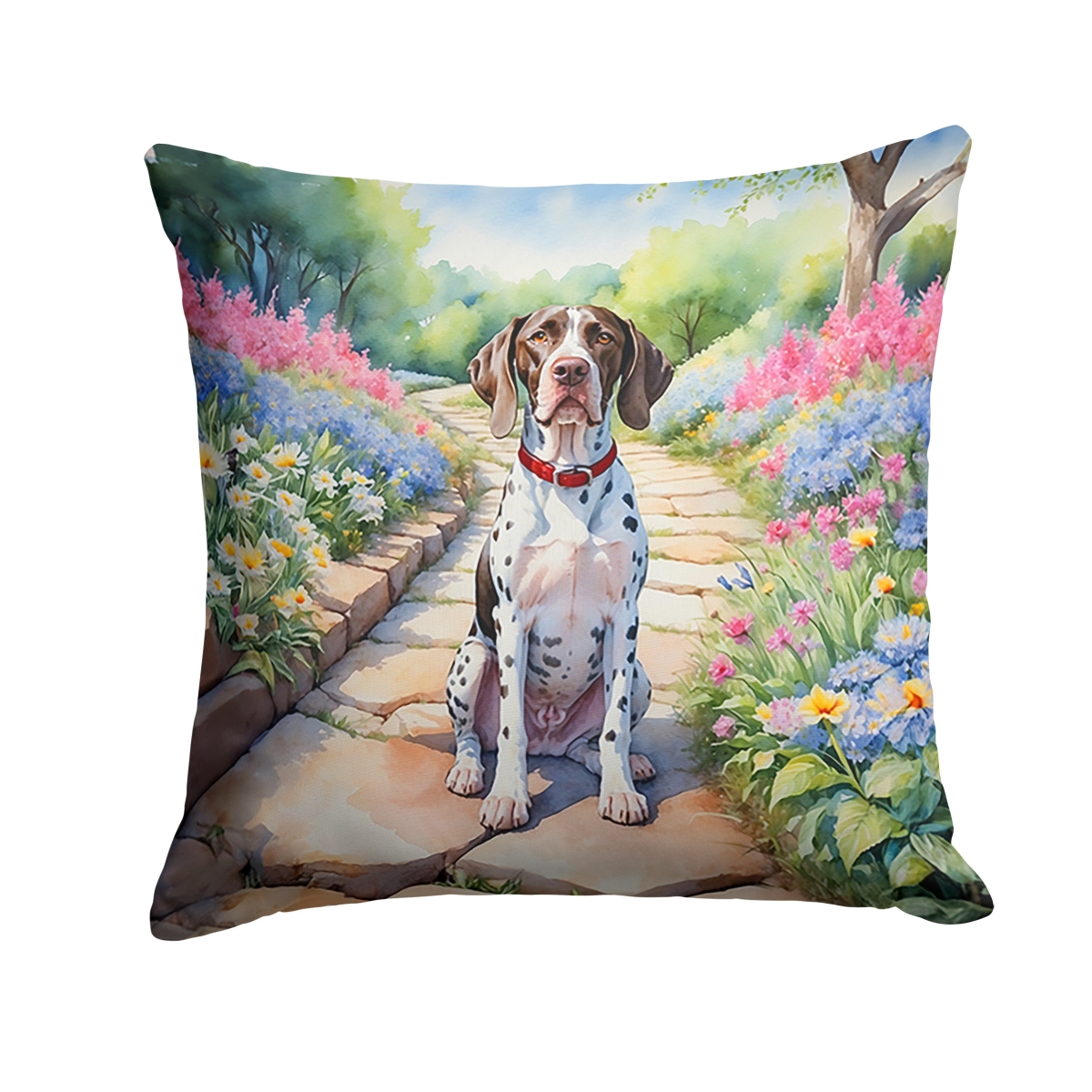 DAC6689PW1414 14 x 14 in. Pointer Spring Path Throw Pillow