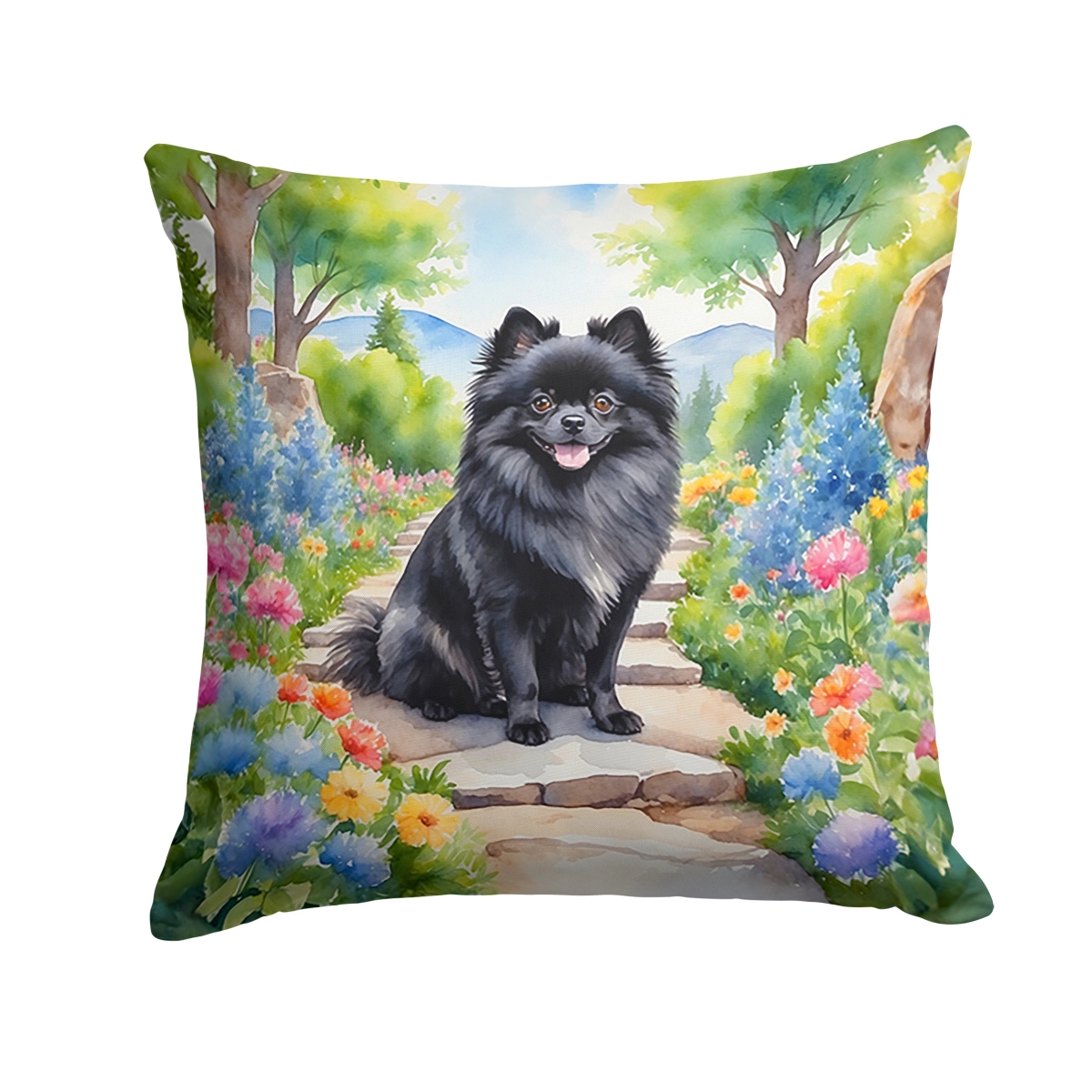 DAC6691PW1414 14 x 14 in. Pomeranian Spring Path Throw Pillow