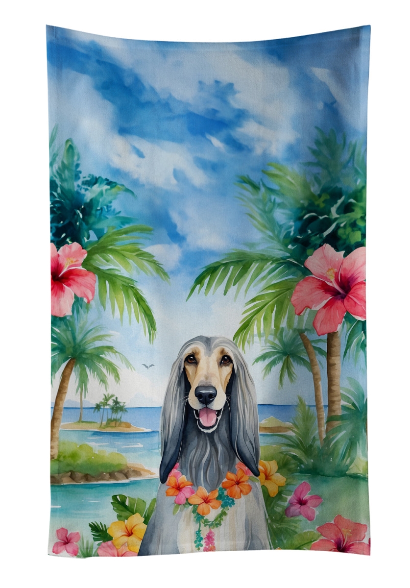 DAC6346KTWL 25 x 15 in. Afghan Hound Luau Kitchen Towel