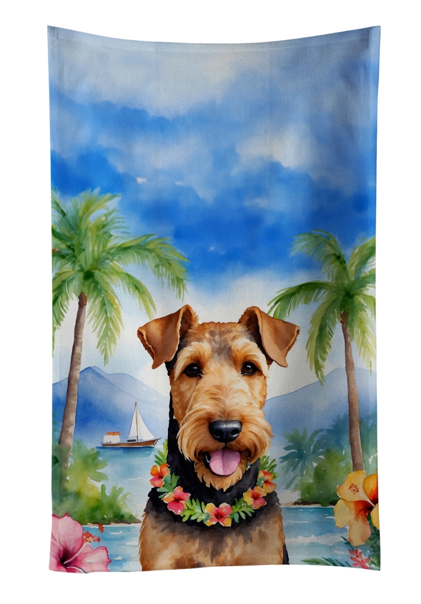 DAC6347KTWL 25 x 15 in. Airedale Terrier Luau Kitchen Towel