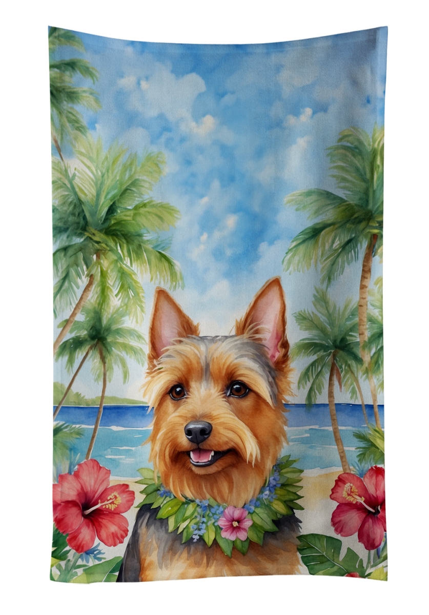 DAC6359KTWL 25 x 15 in. Australian Terrier Luau Kitchen Towel