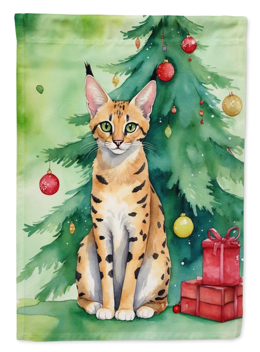 DAC7255CHF 40 x 28 in. Serengeti Cat by the Christmas Tree House Flag