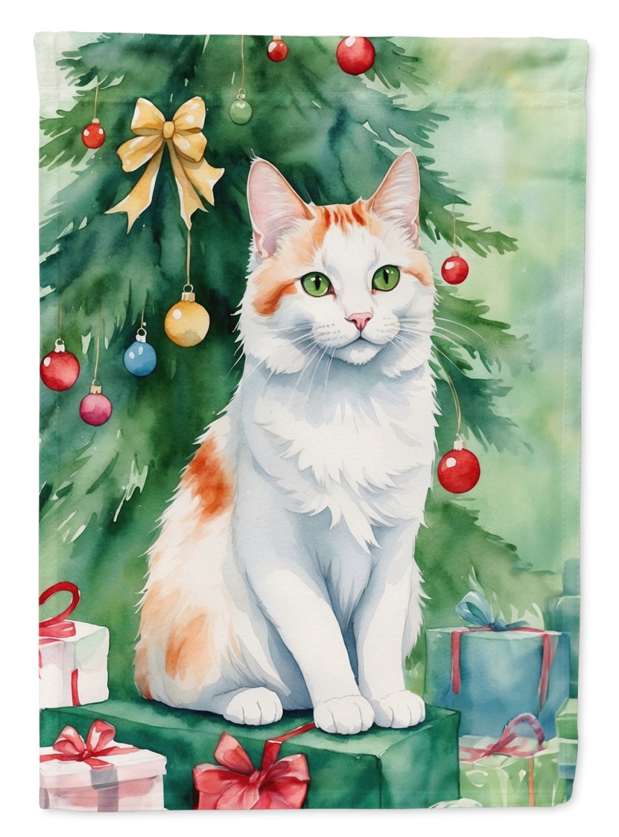 DAC7268CHF 40 x 28 in. Turkish Van Cat by the Christmas Tree House Flag