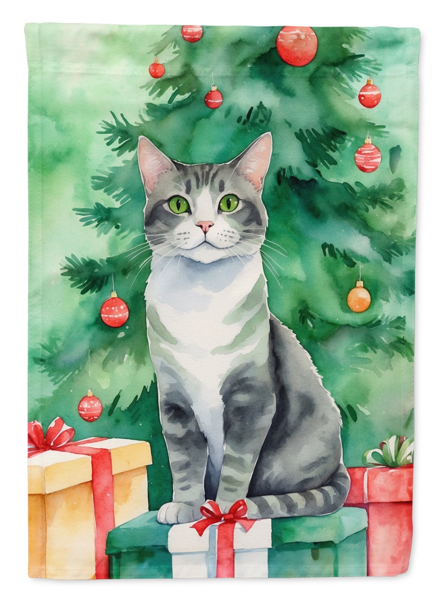 DAC7270CHF 40 x 28 in. Ural Rex Cat by the Christmas Tree House Flag