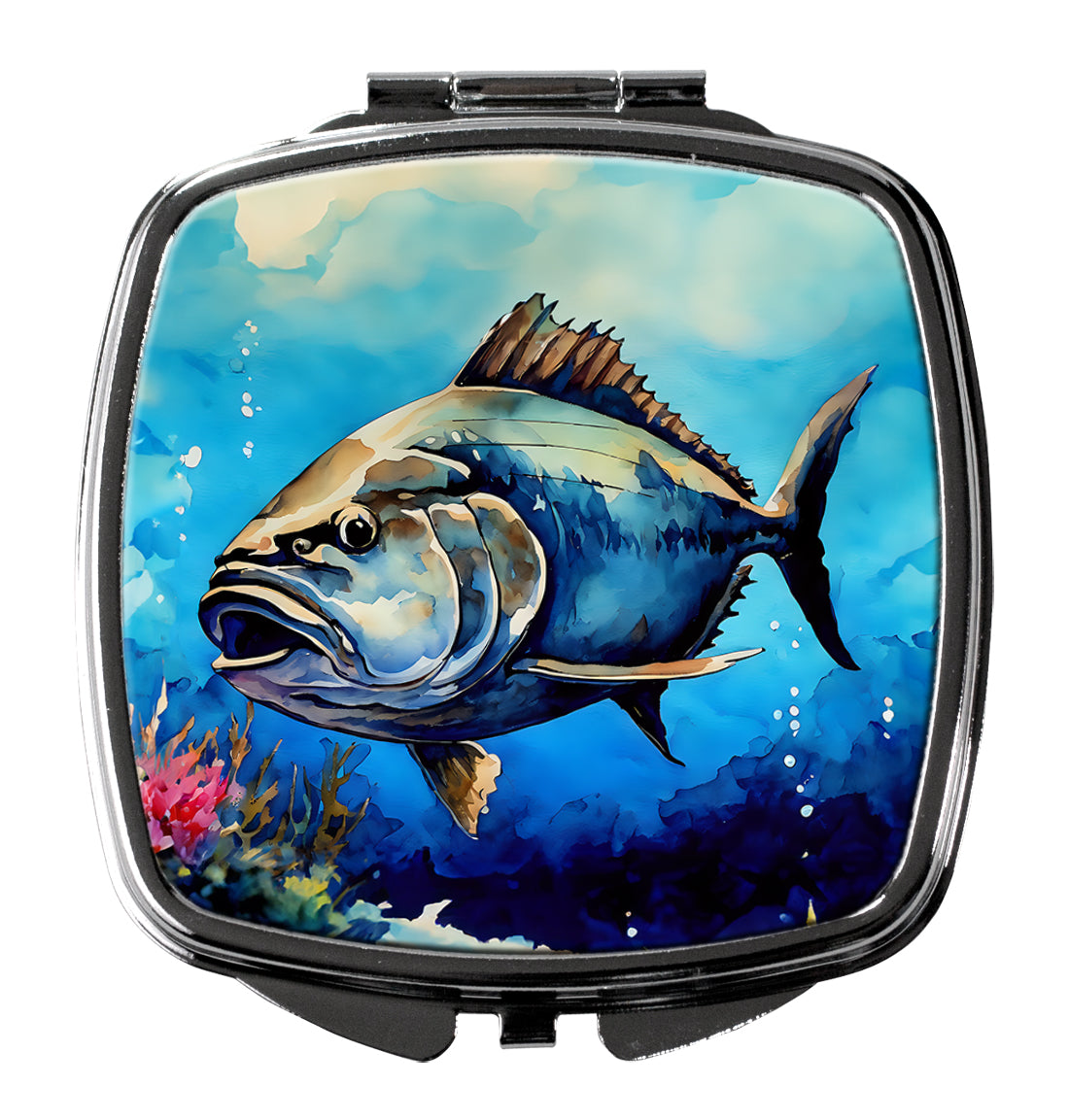 Bluefin Tuna Compact Mirror - Silvertone - 3 x 2.75 in. - Stylish Design