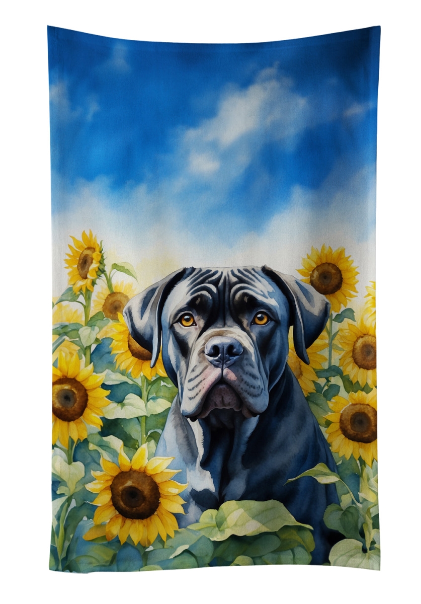 DAC6045KTWL 25 x 15 in. Cane Corso in Sunflowers Kitchen Towel