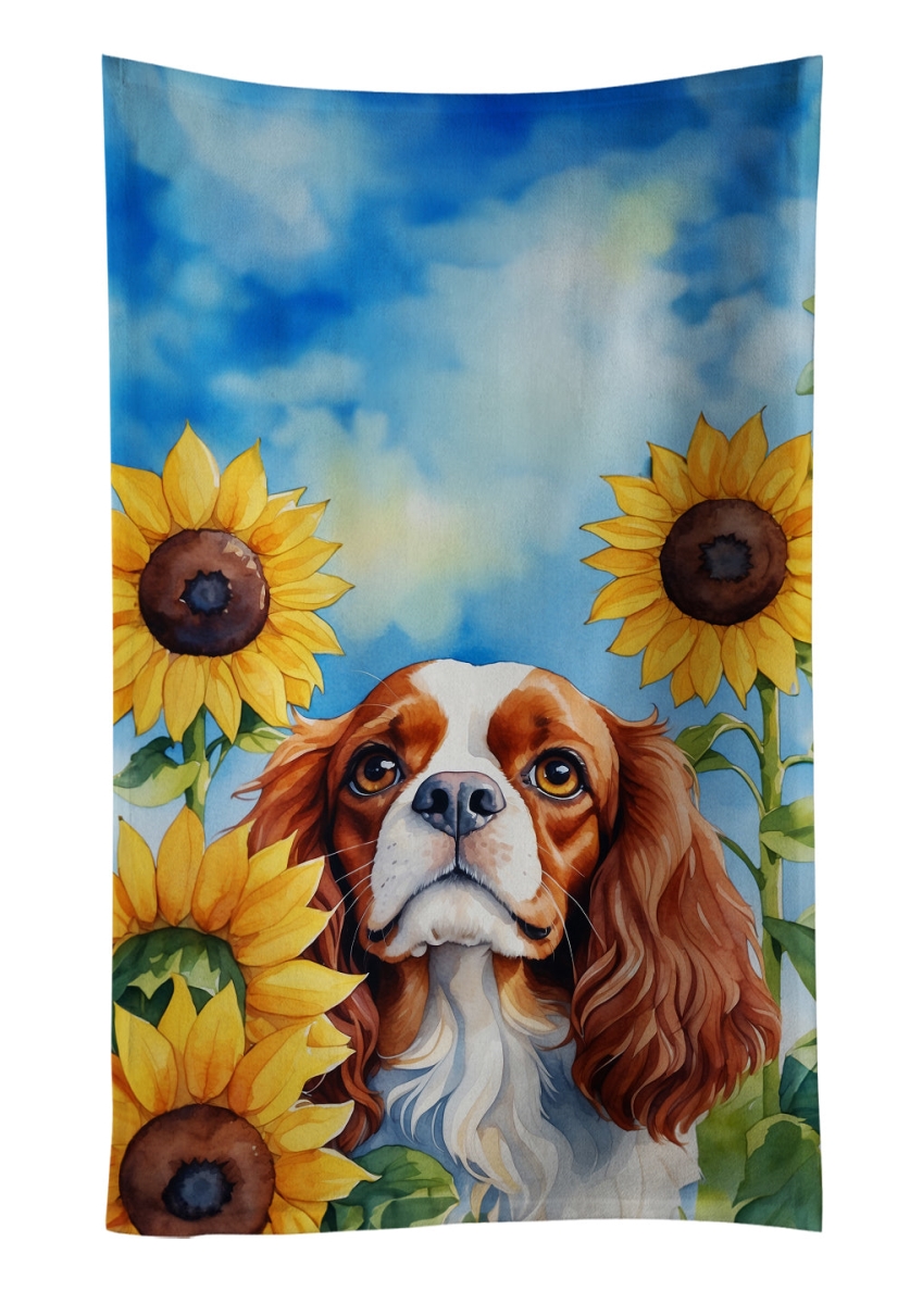DAC6047KTWL 25 x 15 in. Cavalier Spaniel in Sunflowers Kitchen Towel
