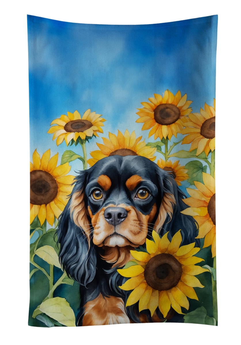 DAC6048KTWL 25 x 15 in. Cavalier Spaniel in Sunflowers Kitchen Towel