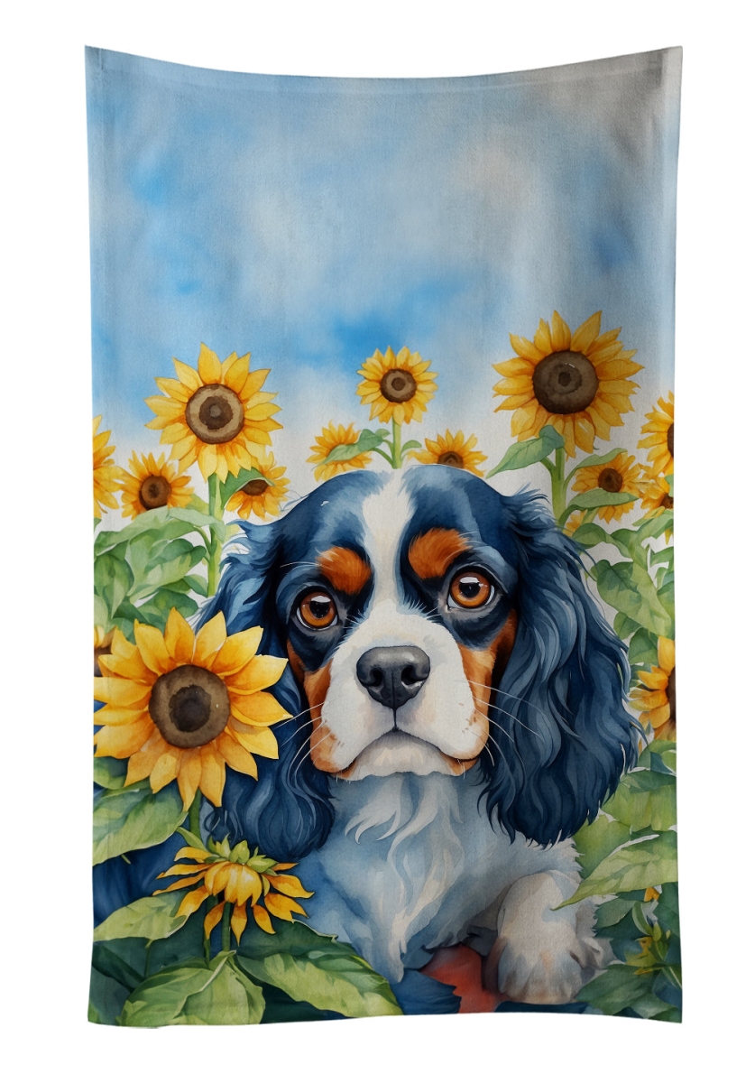 DAC6049KTWL 25 x 15 in. Cavalier Spaniel in Sunflowers Kitchen Towel