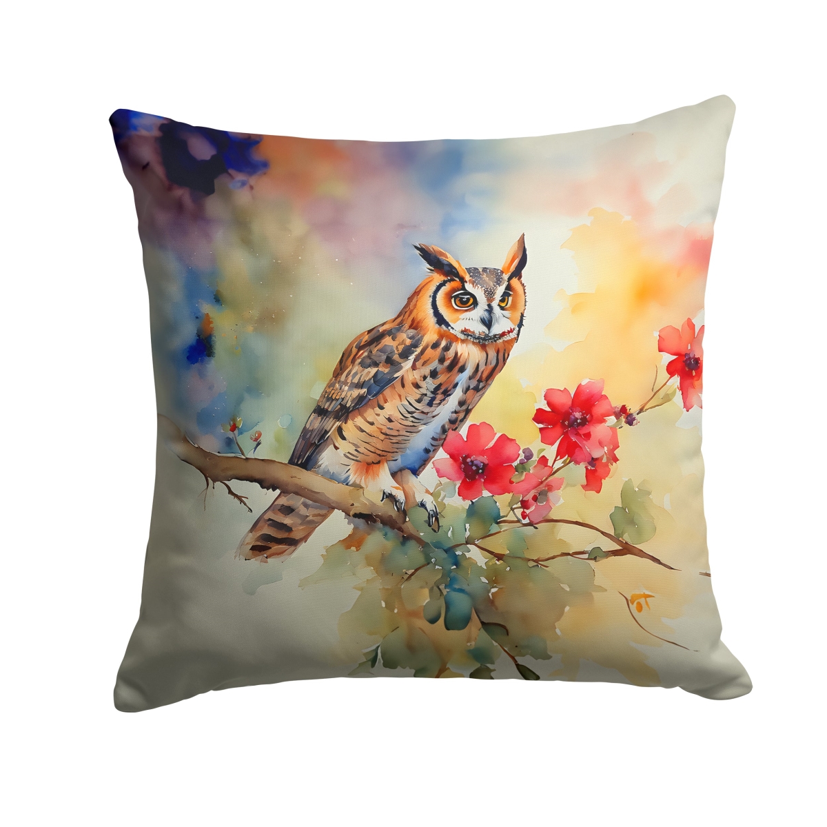 DAC3235PW1414 14 x 14 in. Long-Eared Owl Throw Pillow