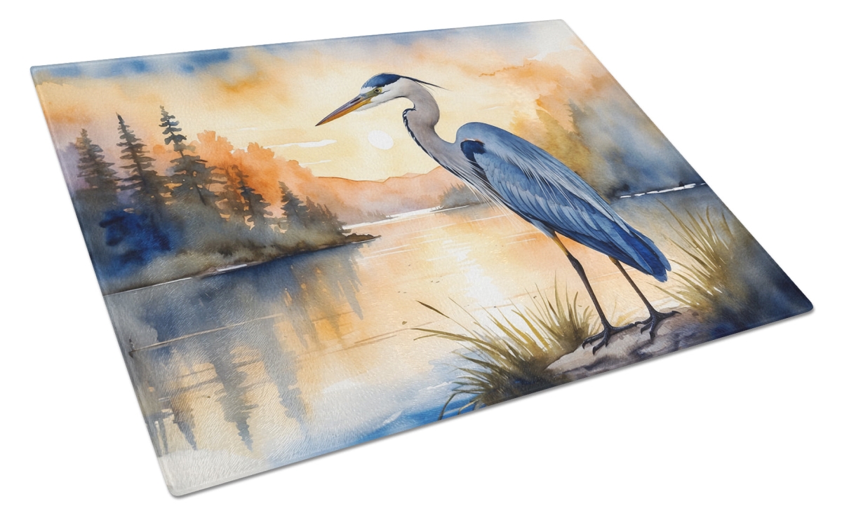 Blue Heron Glass Cutting Board - 15 x 12 in. - Heat Resistant