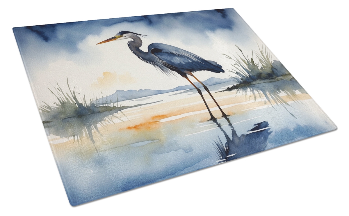 DAC7500LCB 15 x 12 in. Blue Heron Barely Lit Sky Glass Cutting Board