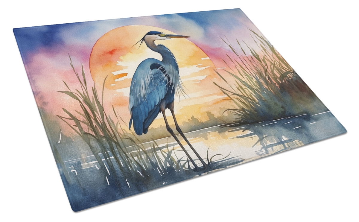 DAC7503LCB 15 x 12 in. Blue Heron Setting Sun Glass Cutting Board