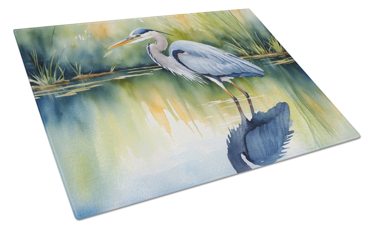 DAC7505LCB 15 x 12 in. Blue Heron Stalking Prey Glass Cutting Board