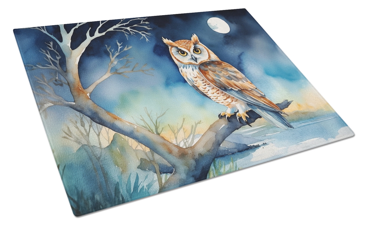 DAC7531LCB 15 x 12 in. Owl Perched in Coastal Tree Glass Cutting Board