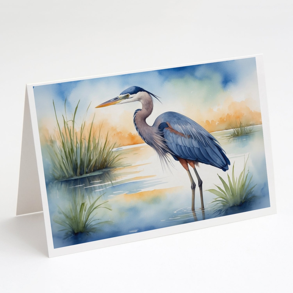 DAC7491GCA7P 5 x 7 in. Blue Heron Emerging As the Day Fades Greeting Cards - Pack of 8