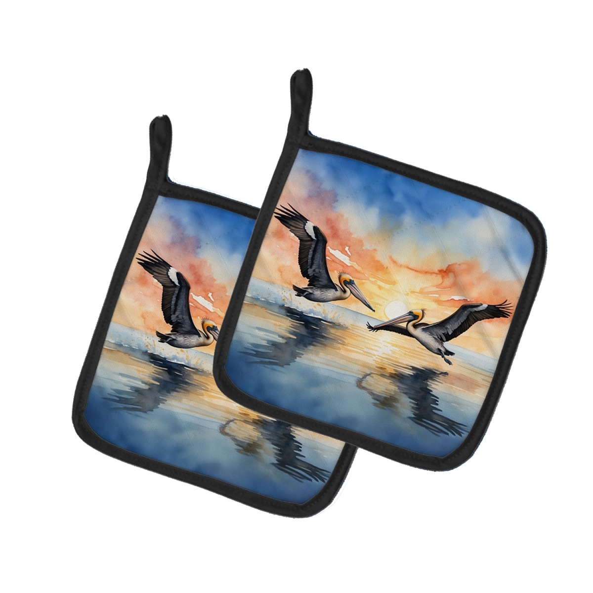DAC7512PTHD 7.5 x 7.5 in. Pelicans Flying Pot Holders - Set of 2