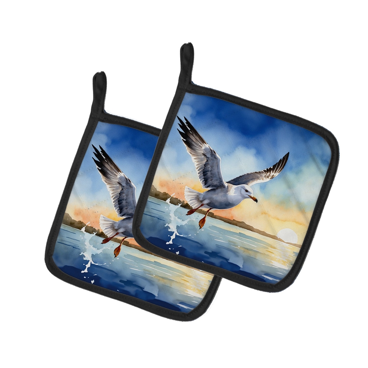DAC7516PTHD 7.5 x 7.5 in. Gull Flying Low Pot Holders - Set of 2