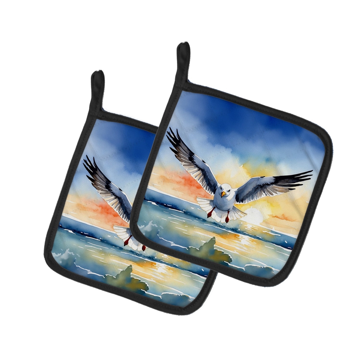 DAC7517PTHD 7.5 x 7.5 in. Gull Flying Low Pot Holders - Set of 2
