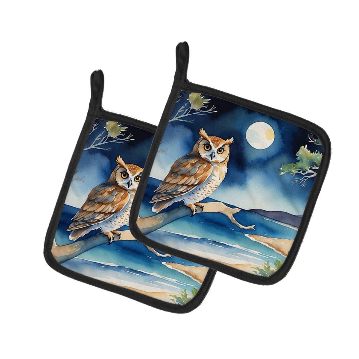 DAC7532PTHD 7.5 x 7.5 in. Owl Perched in Coastal Tree Pot Holders - Set of 2
