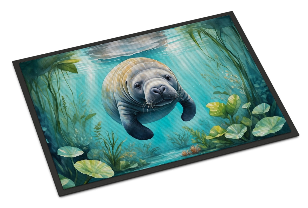 DAC7674JMAT 24 x 36 in. Manatee in a Crystal-Clear Spring Doormat