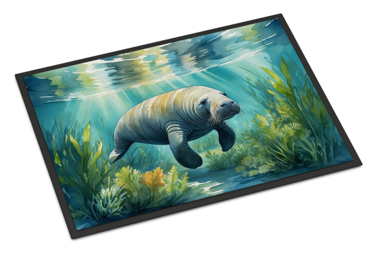 DAC7676JMAT 24 x 36 in. Manatee in a Seagrass Bed Doormat