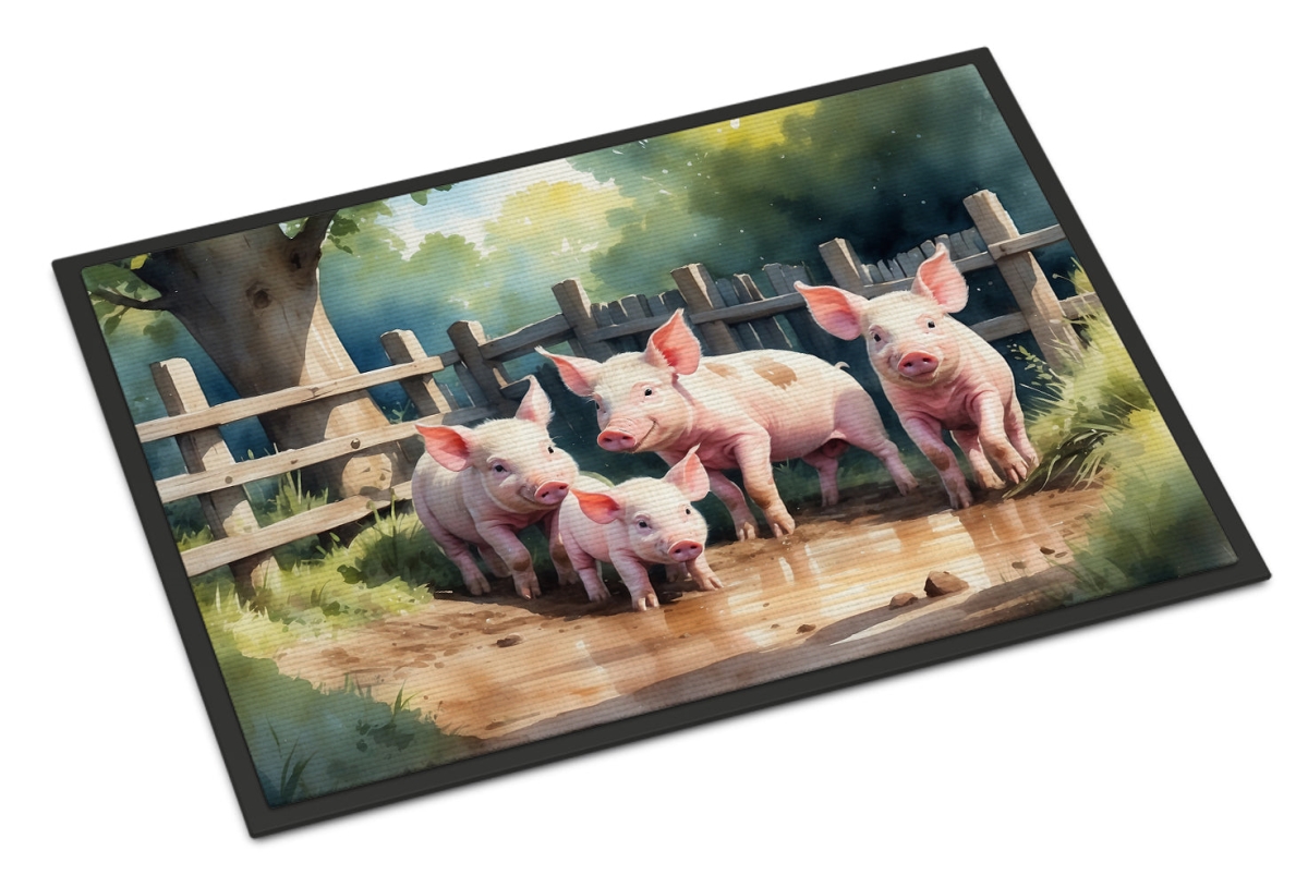 DAC7702JMAT 24 x 36 in. Piglets in the Mud Doormat